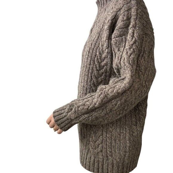 Vintage Abercrombie & Fitch The Big Sweater Brown Cable Knit Fisherman Sweater L - Picture 6 of 7